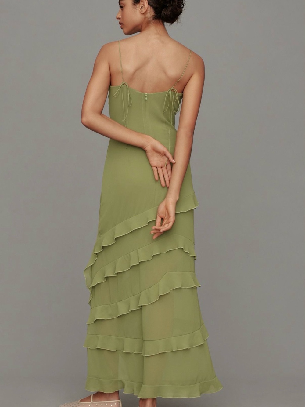 Bardot Cantara Ruffled Midi Dress - NWT - Green - Size 2 - Picture 2 of 7